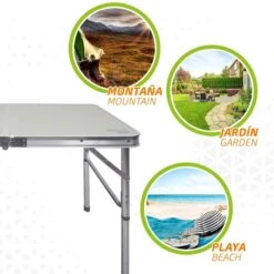 AKTIVE - Table Pliante Avec 2 Tabourets Et Poignée De Transpor, Gris -Quechua Promos Boutique aktive table pliante avec 2 tabourets et poignee de transpor gris 3