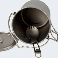 Batterie De Cuisine De Camping Set | Casseroles + Fourchette/Cuillère | Titane -Quechua Promos Boutique batterie de cuisine de camping set casseroles fourchettecuillere titane 2