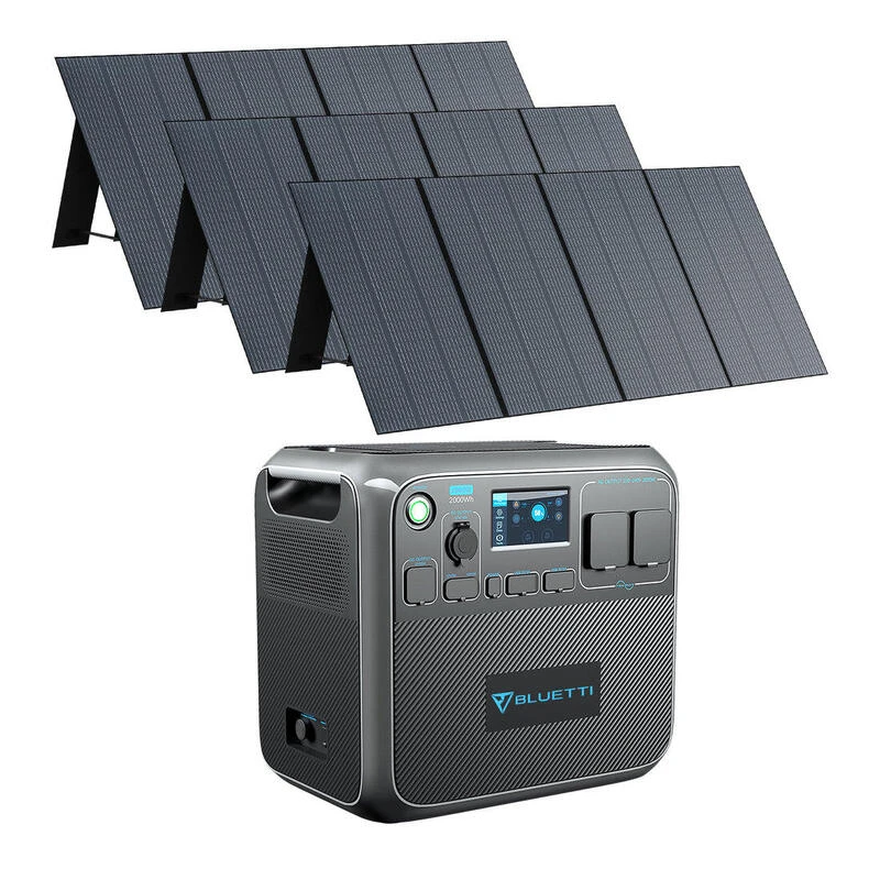 Générateur Électrique BLUETTI AC200P Avec 3 Panneau Solaire 350W PV350 1 Générateur Électrique BLUETTI AC200P Avec 3 Panneau Solaire 350W PV350