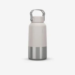 Quechua Gourde Inox 0,6L Avec Bouchon à Vis Pour La Randonnée - Blanc