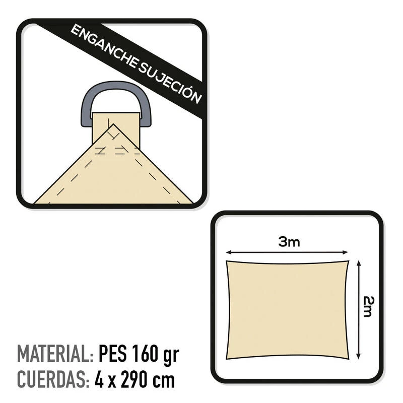 Voile D'ombrage Rectangulaire Aktive Garden Couleur Crème 3 Voile D'ombrage Rectangulaire Aktive Garden Couleur Crème – Image 3